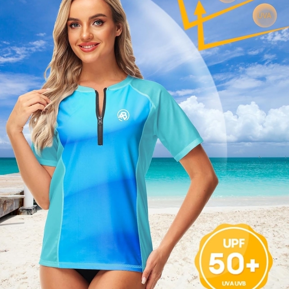 Blue Short Sleeve Rash Guard - Picture 3 of 3